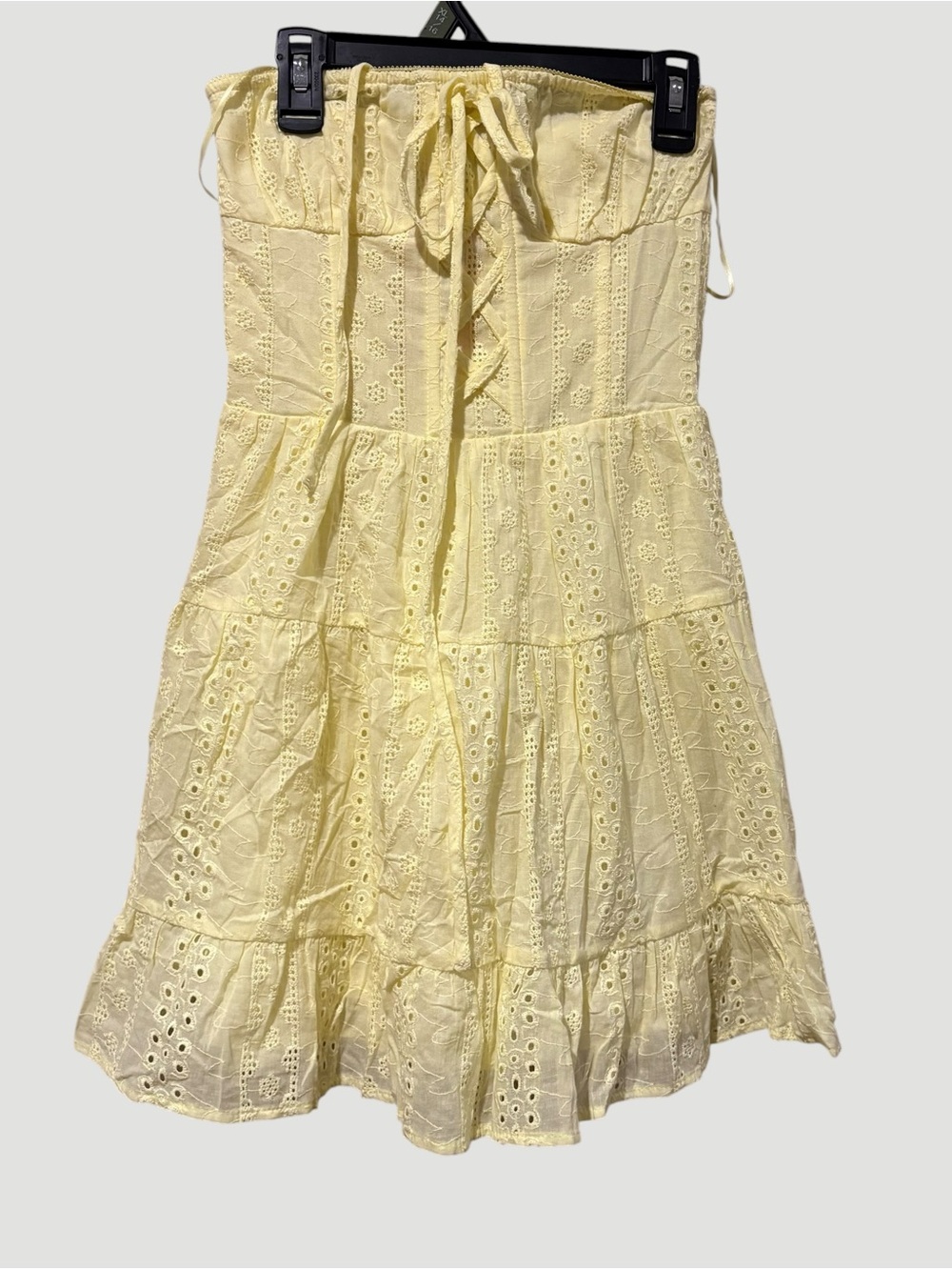Edikted Pale Yellow Eyelet Mini Dress